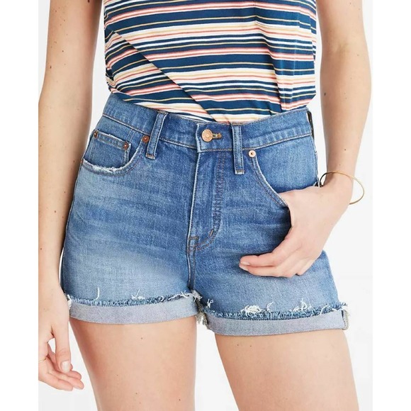 MADEWELL Womens Shorts The SLIM BOYJEAN Denim Cutoff Jeans Medium Wash Size 30 - Picture 1 of 5